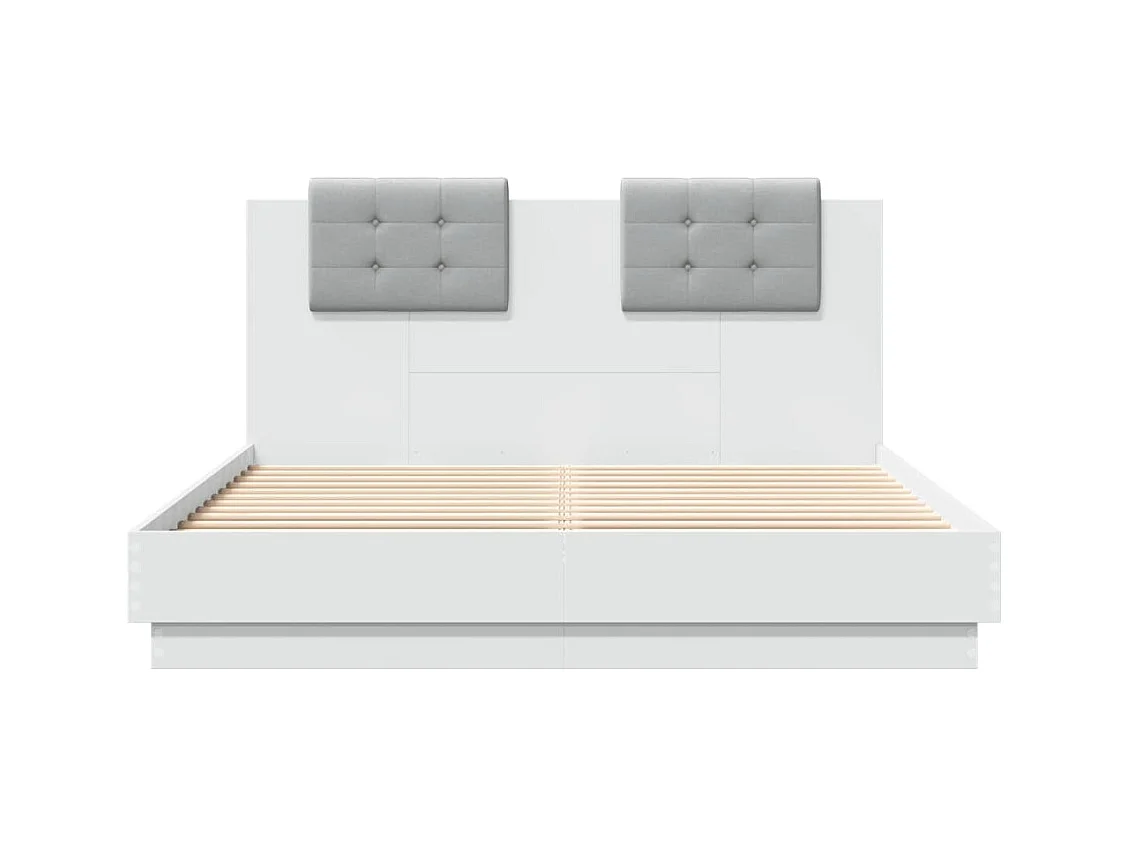 Bedframe met hoofdeinde en LED-verlichting wit 150x200 cm