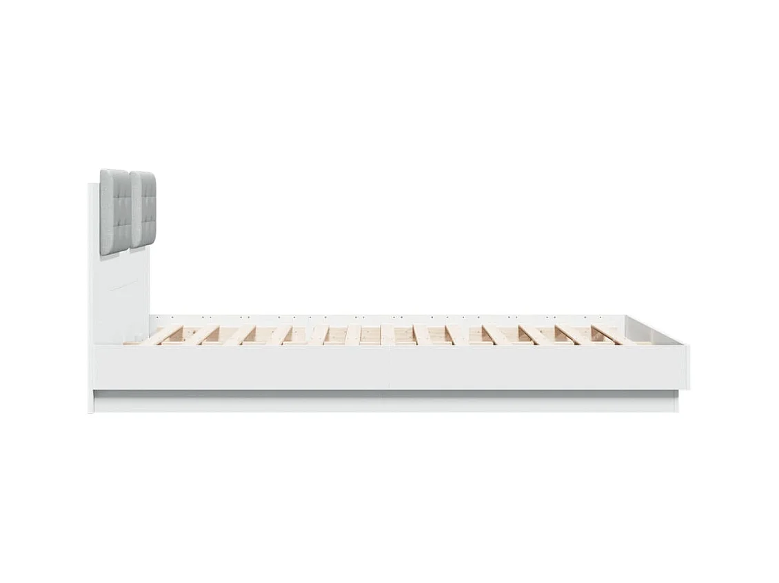 Bedframe met hoofdeinde en LED-verlichting wit 150x200 cm