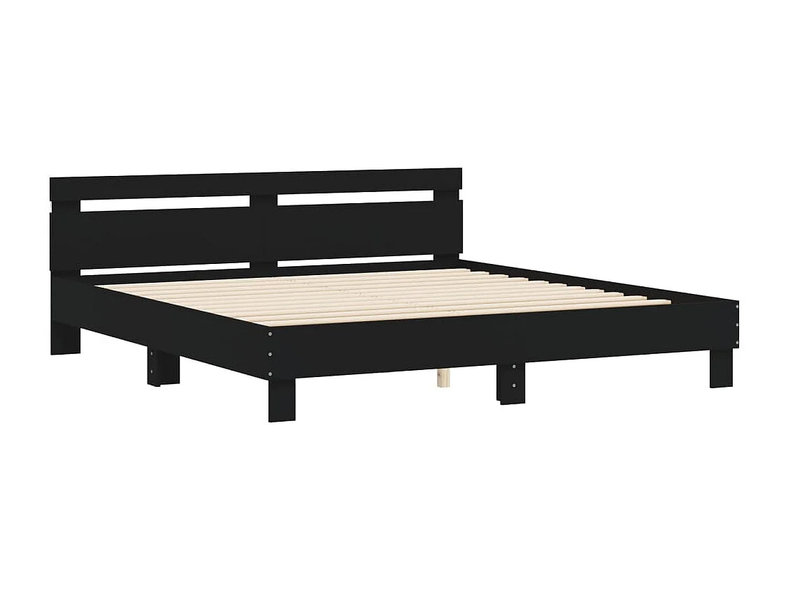 Cadre de lit avec LED sans matelas noir 200x200 cm