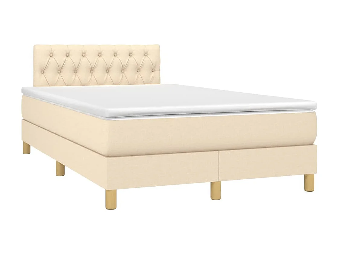 Sommier à lattes de lit avec matelas LED Crème 120x200 cm Tissu
