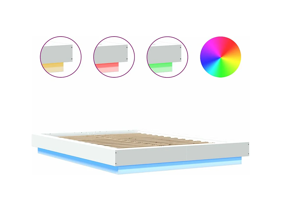 Bedframe met LED-verlichting bewerkt hout wit 140x200 cm