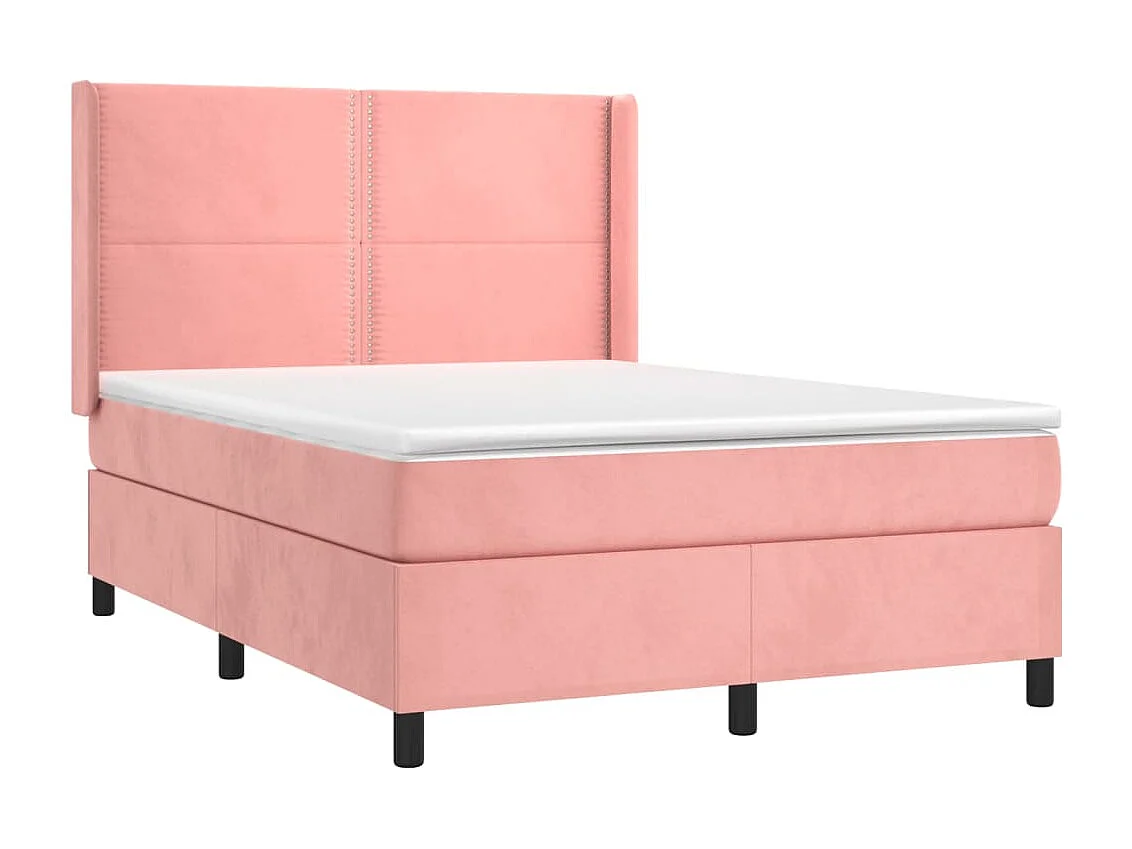 Boxspringbett mit Matratze & LED Rosa 140x190 cm Samt