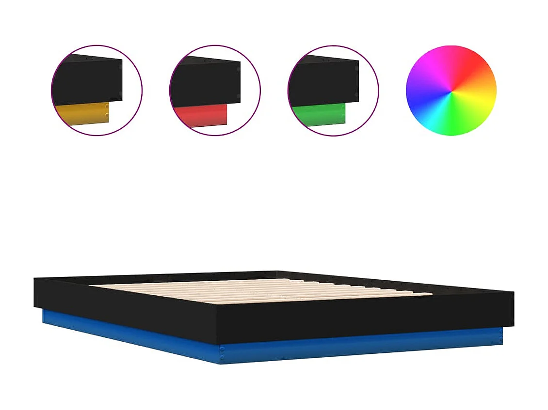 Bedframe met LED-verlichting zwart 150x200 cm