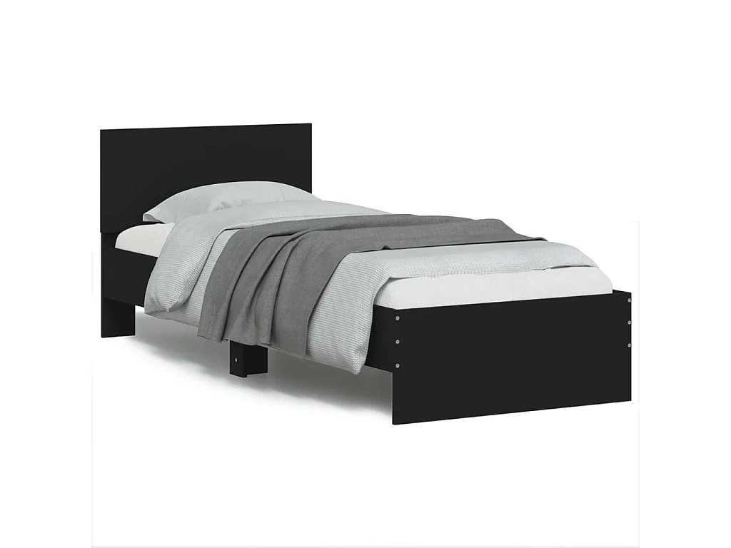 Cadre de lit sans matelas avec lumières LED noir 75x190 cm
