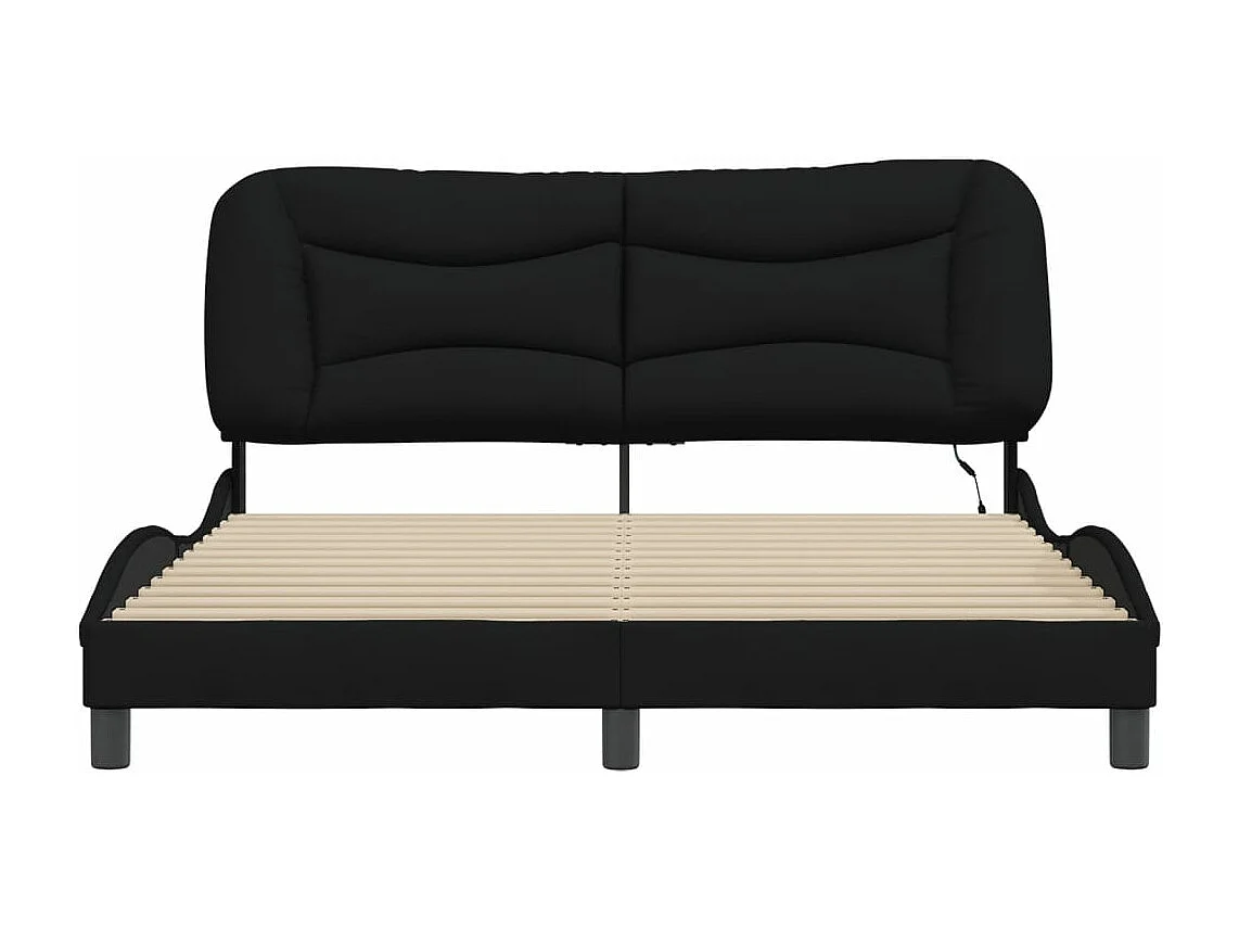 Cadre de lit avec LED sans matelas noir 160x200 cm tissu