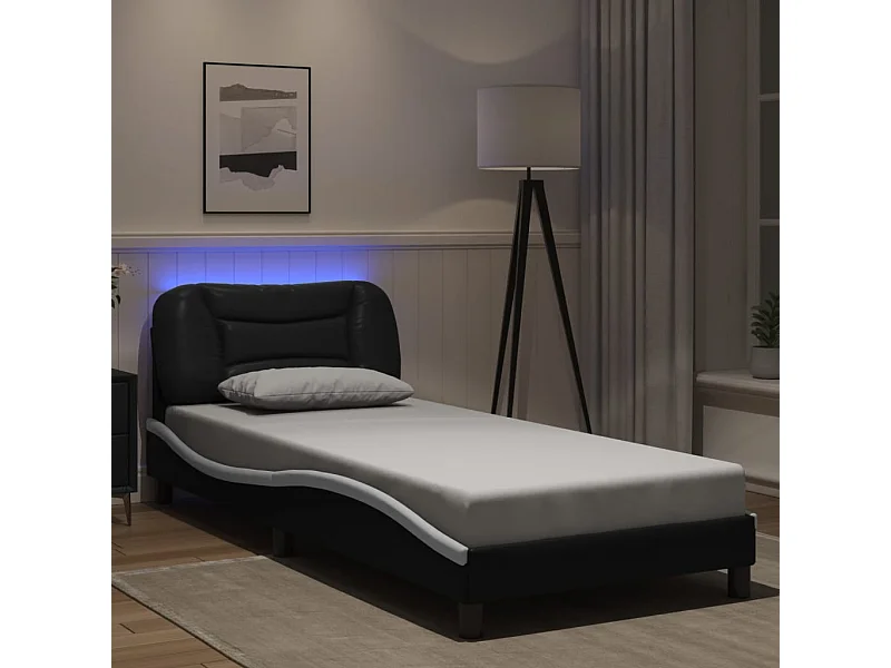 Giroletto con Luci LED Nero e Bianco 90x200 cm in Similpelle