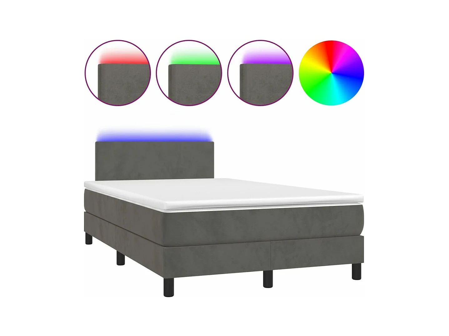 Boxspring met matras en LED fluweel donkergrijs 120x190 cm