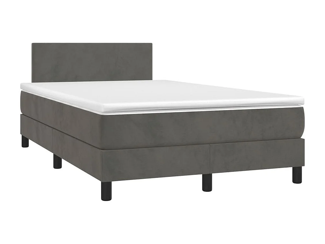Sommier à lattes de lit avec matelas LED gris foncé 120x190 cm