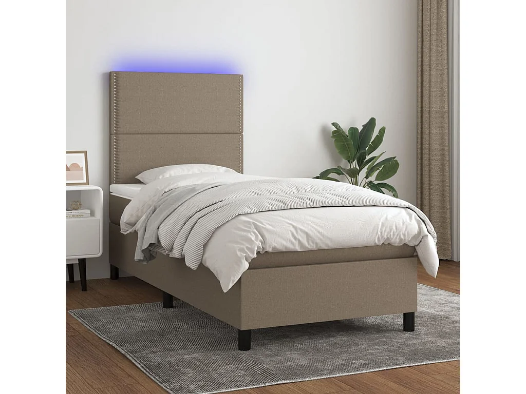 Boxspring met matras en LED stof taupe 80x200 cm