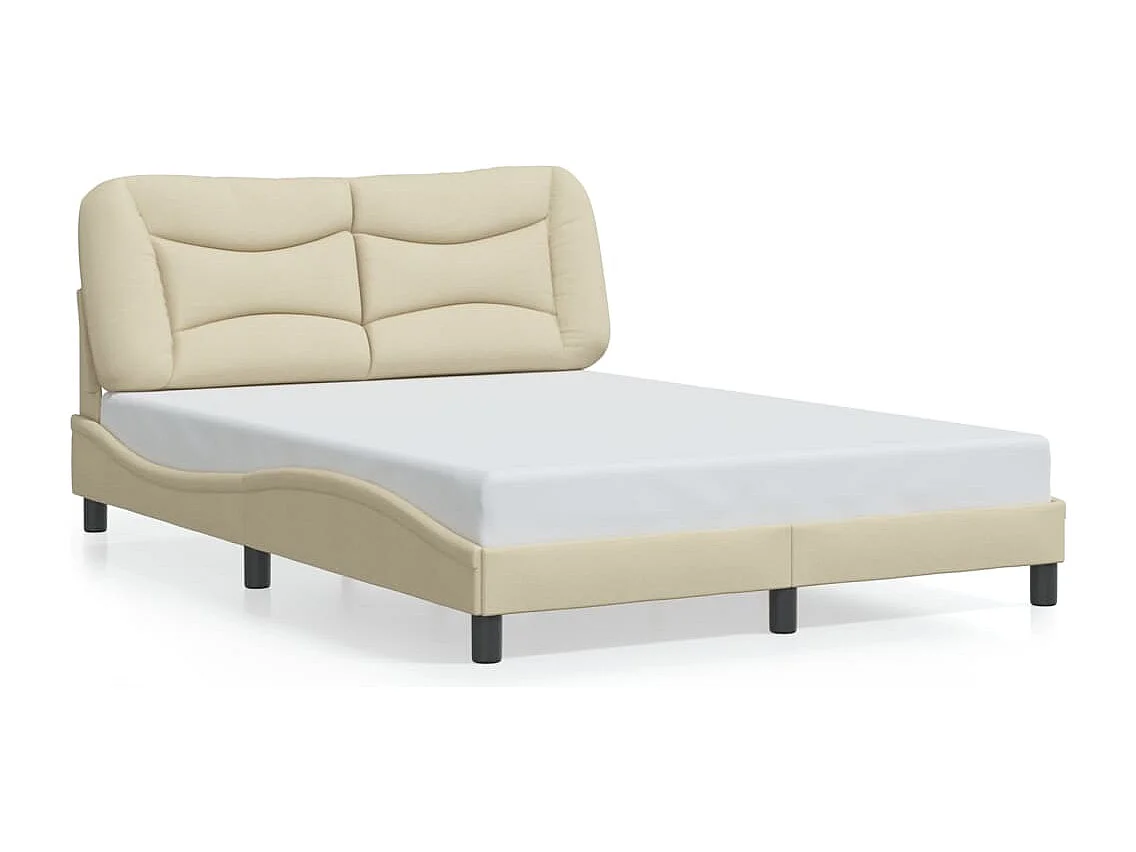 Cadre de lit avec LED sans matelas crème 120x200 cm tissu