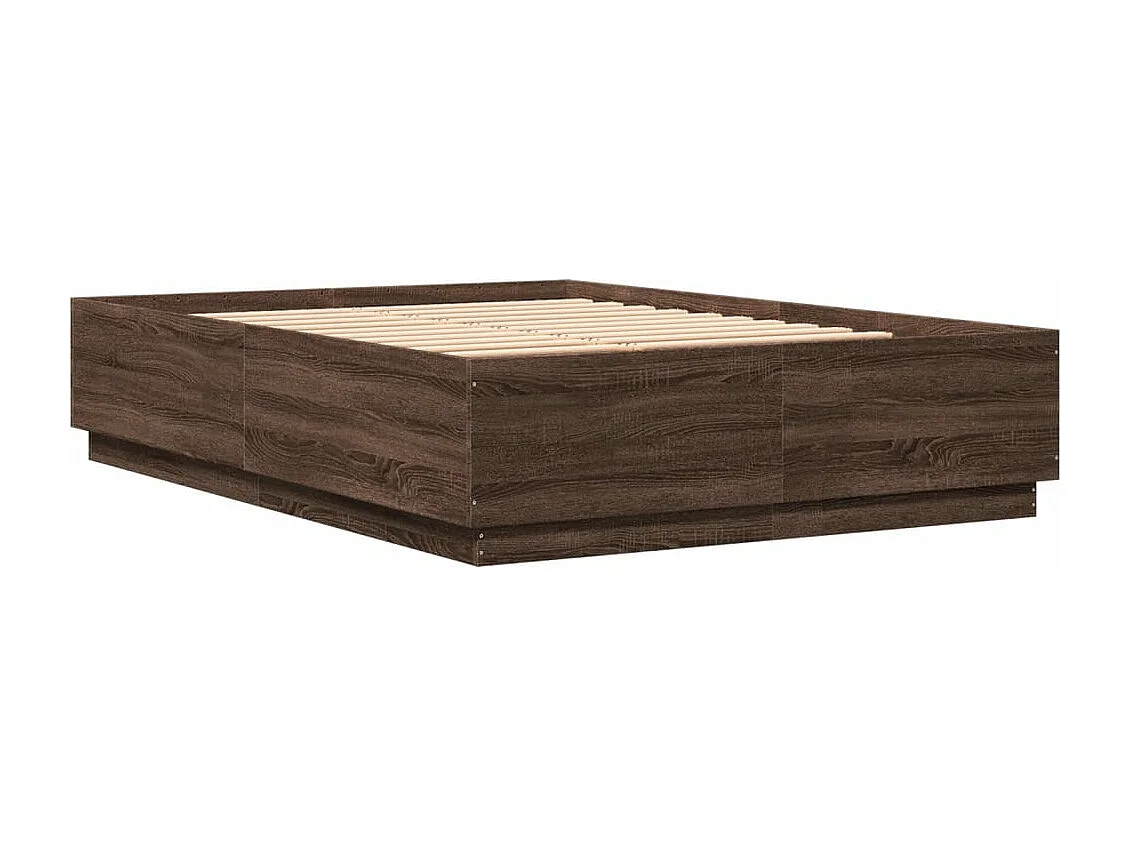 Bettgestell mit LED Braun Eichen-Optik 120x200 cm Holzwerkstoff