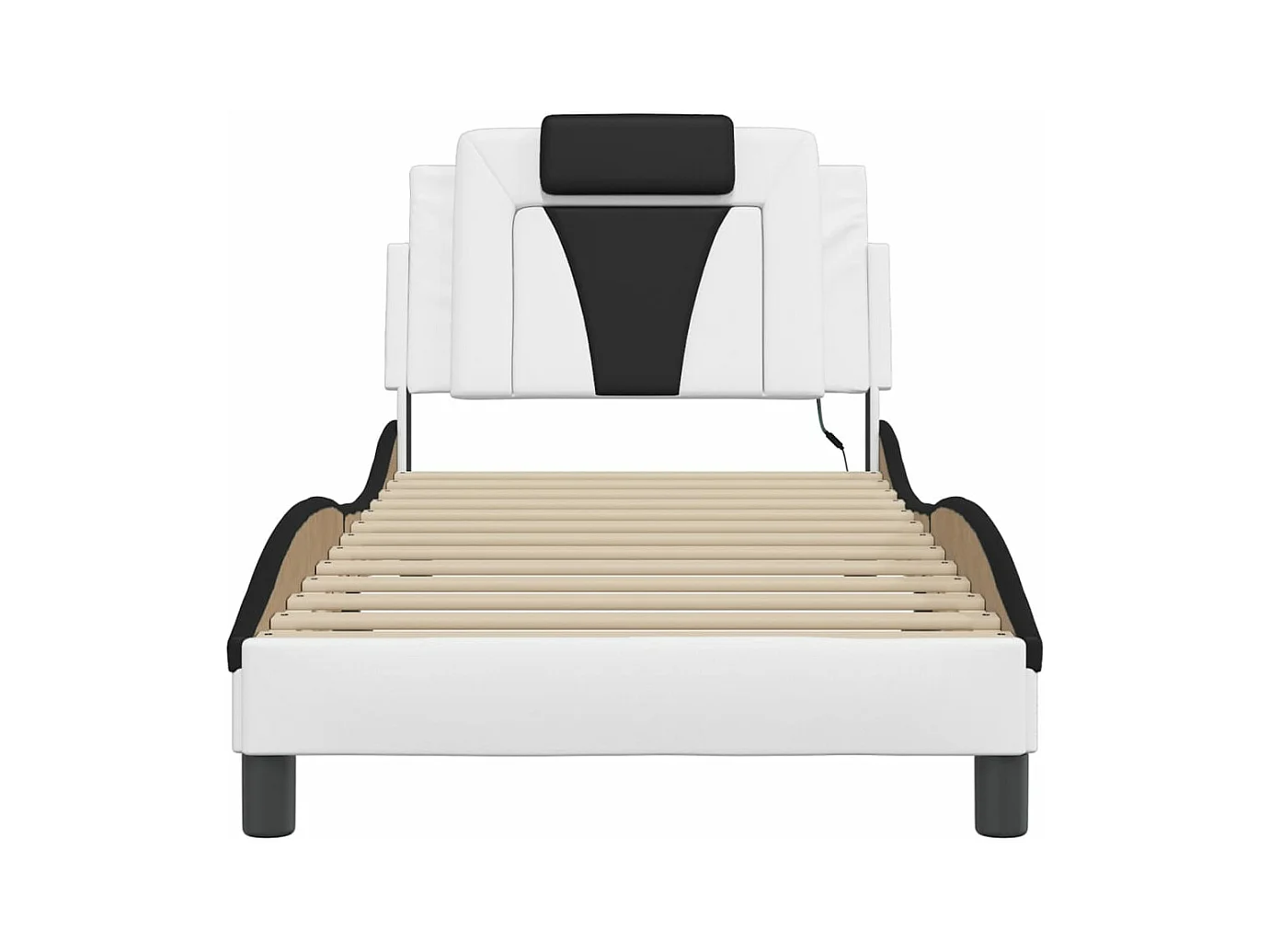 Bedframe met LED-verlichting kunstleer wit en zwart 90x190 cm