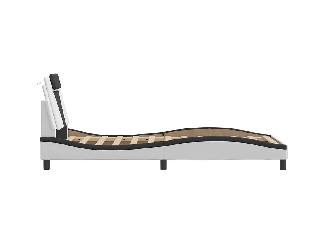 Bedframe met LED-verlichting kunstleer wit en zwart 90x190 cm