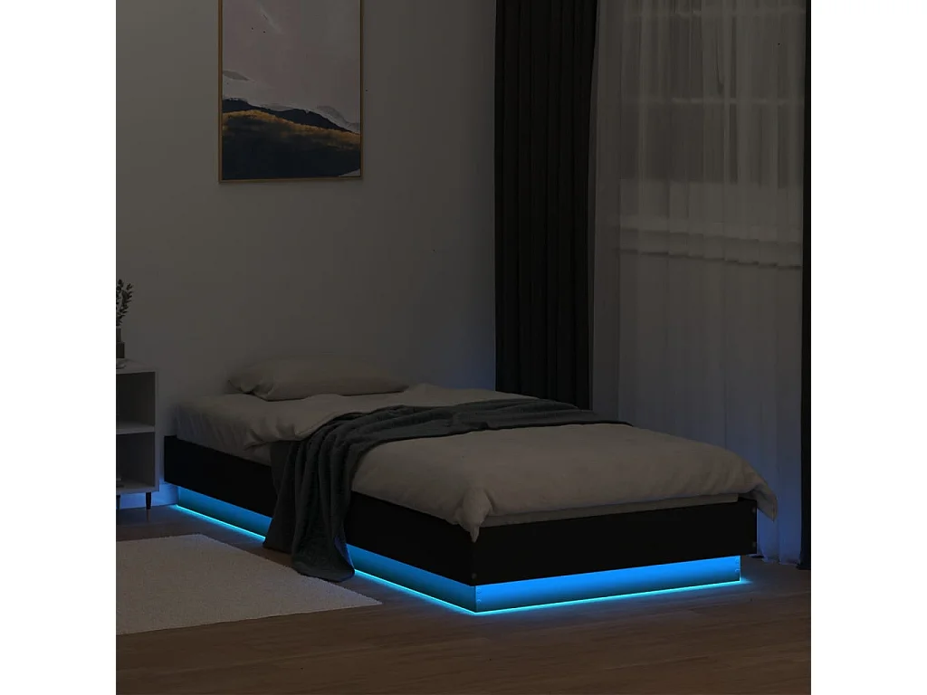 Cadre de lit sans matelas avec lumières LED noir 100x200 cm