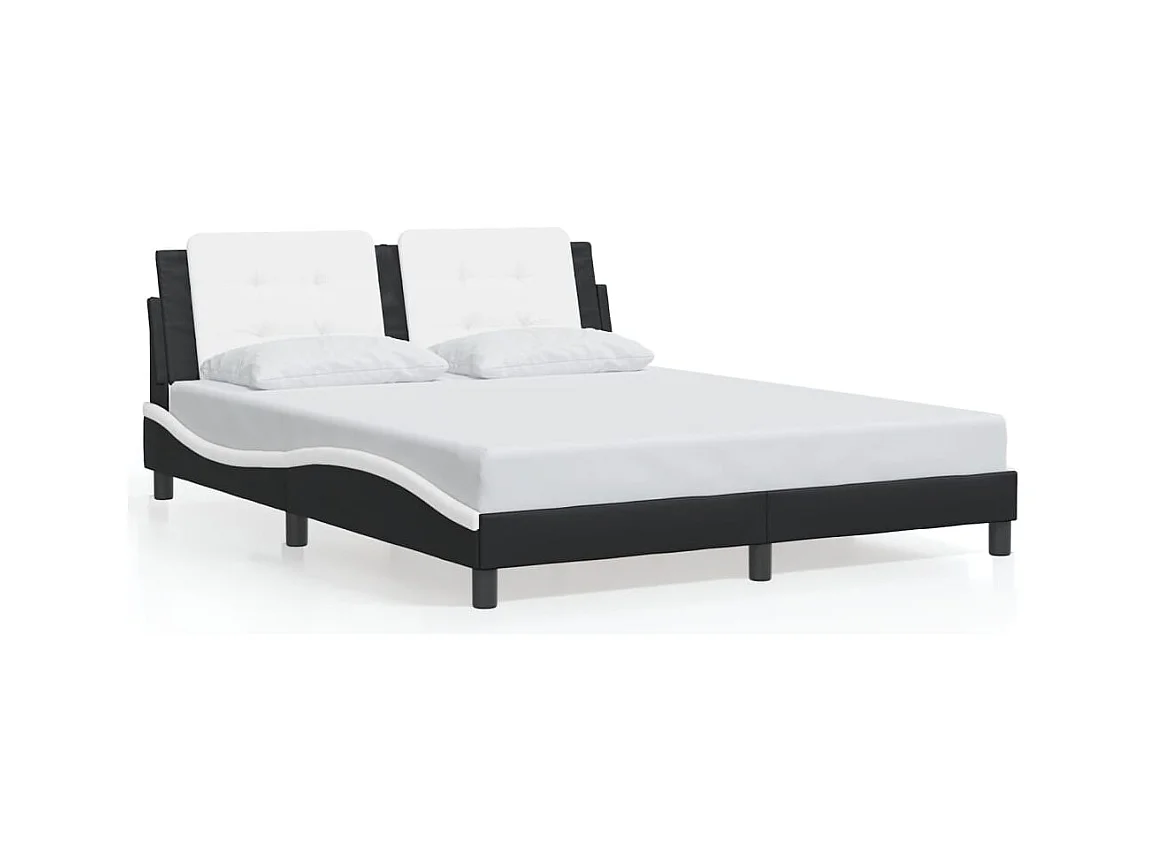 Bedframe met LED-verlichting kunstleer zwart en wit 160x200 cm