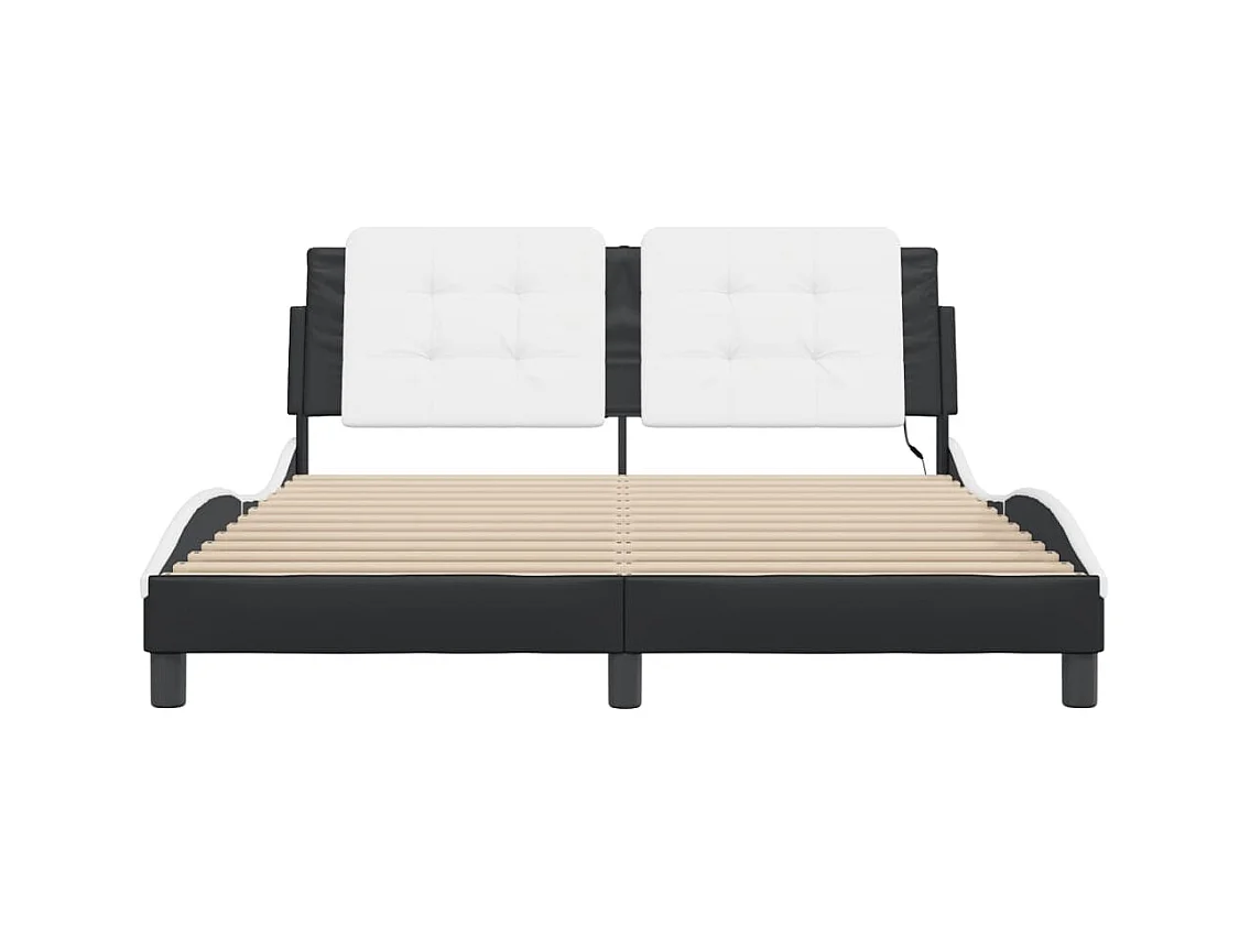 Bedframe met LED-verlichting kunstleer zwart en wit 160x200 cm