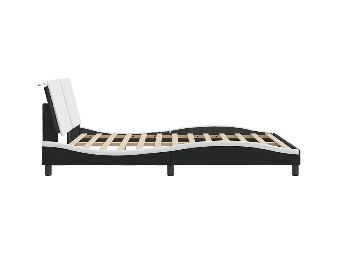 Bedframe met LED-verlichting kunstleer zwart en wit 160x200 cm