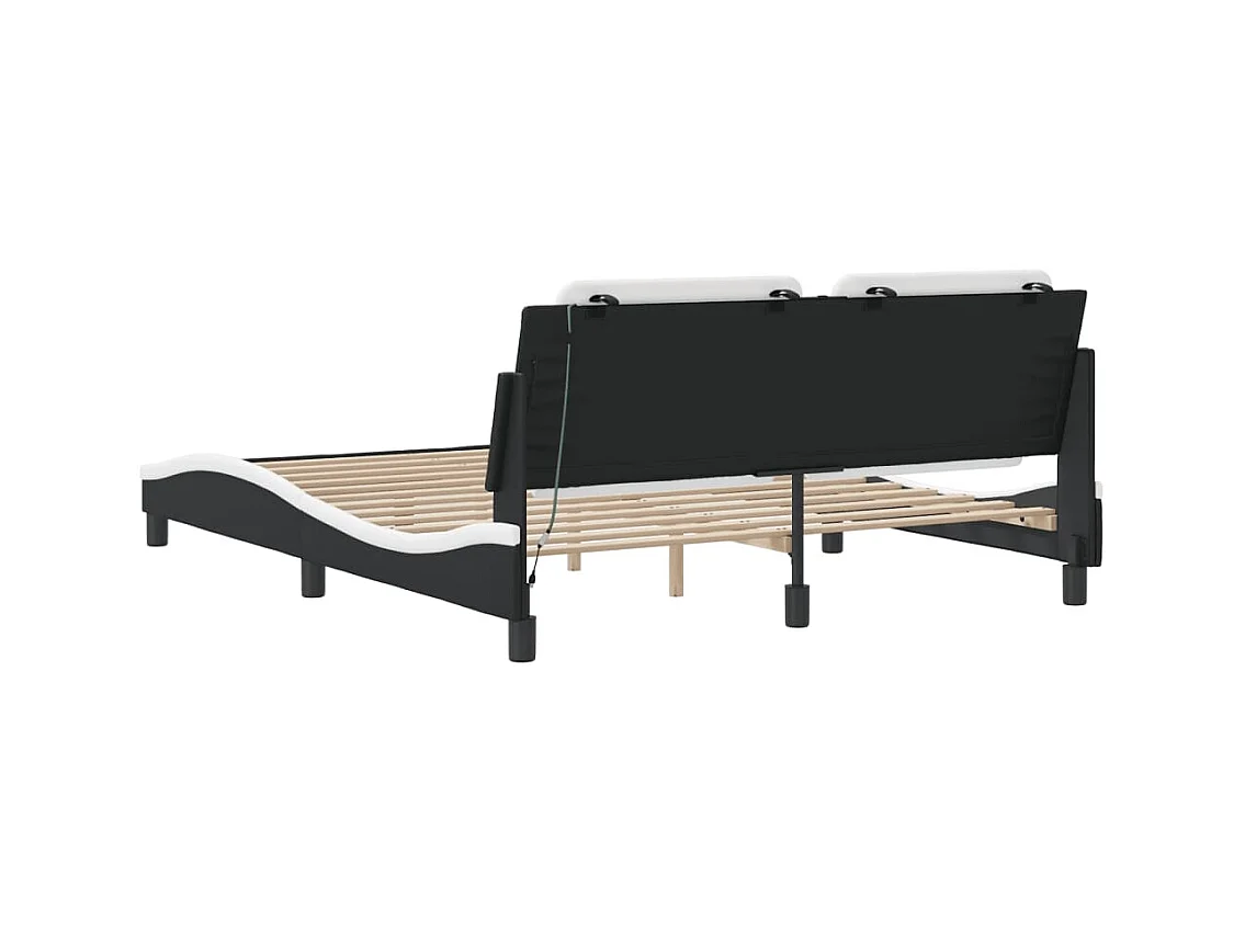 Bedframe met LED-verlichting kunstleer zwart en wit 160x200 cm