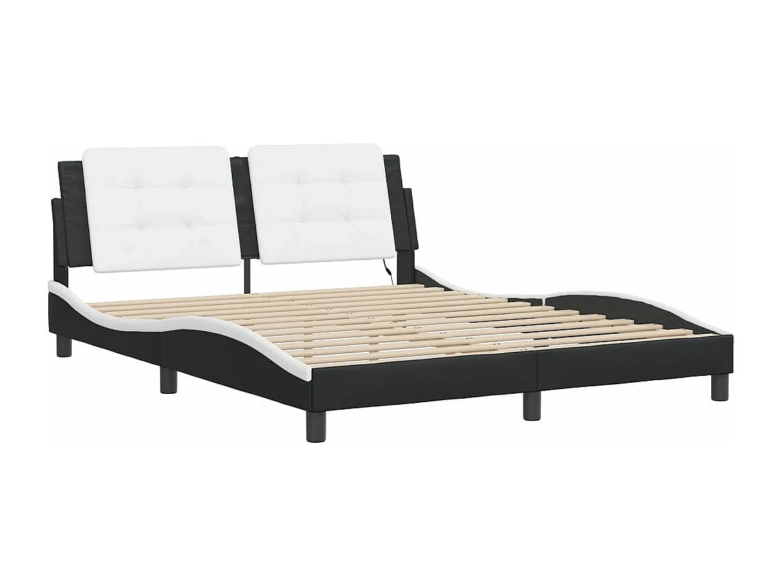 Cadre de lit avec LED sans matelas noir et blanc 160x200 cm