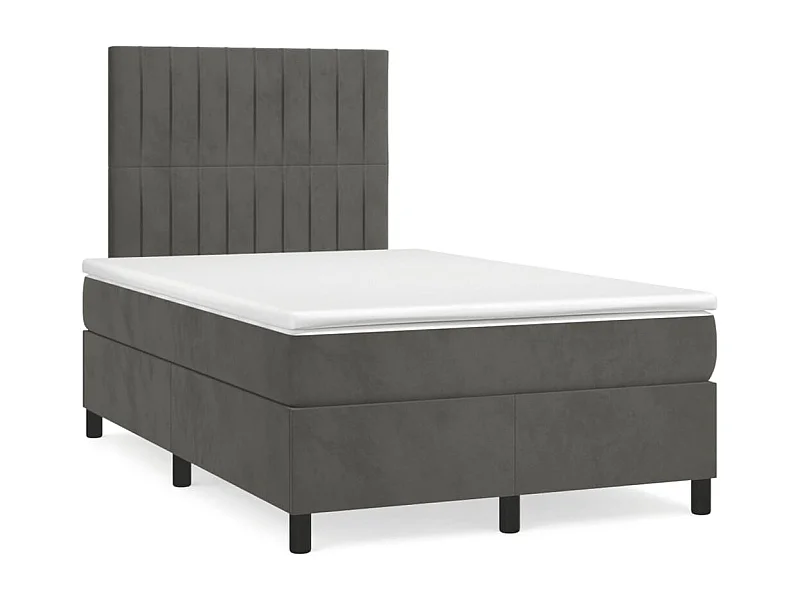 Cama box spring colchão LED 120x190cm couro artif. cinza-escuro