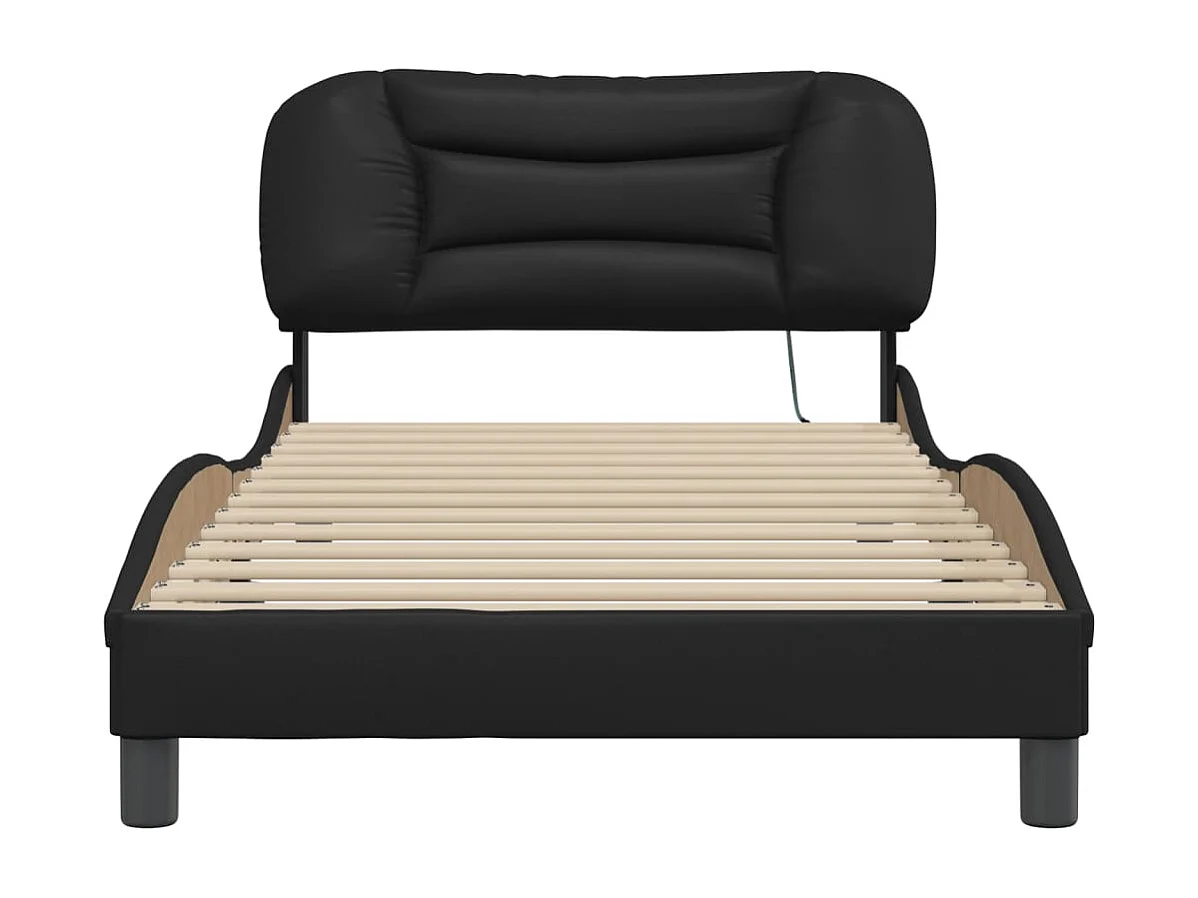 Estructura cama con luces LED cuero sintético negro 100x200 cm