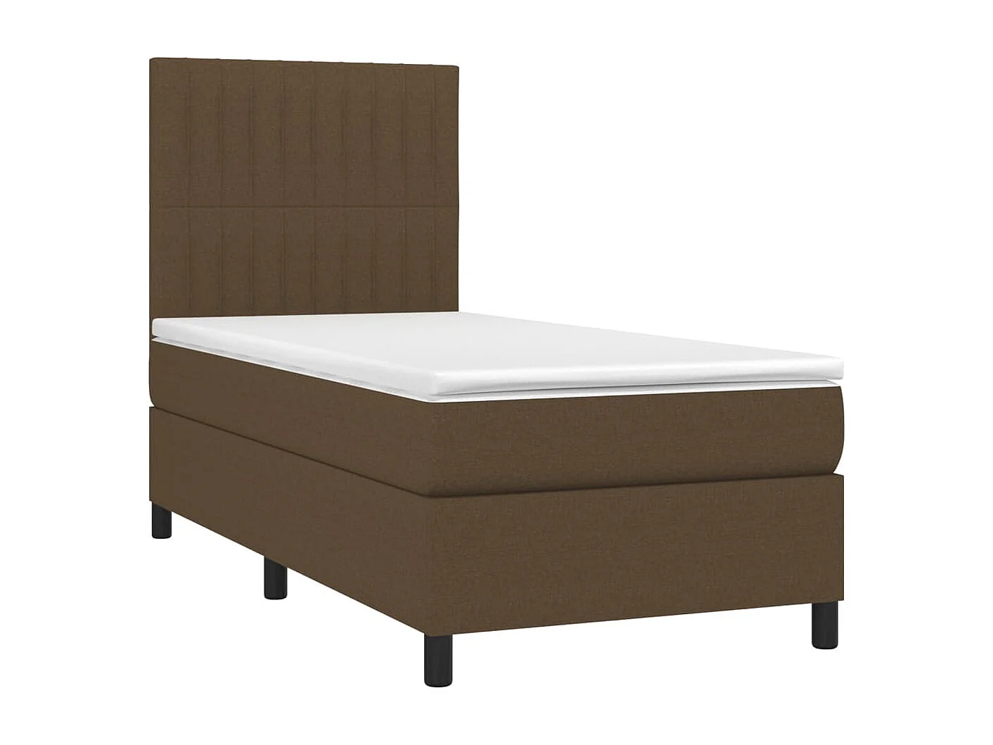 Cama box spring c/ colchão/LED 80x200cm tecido castanho-escuro