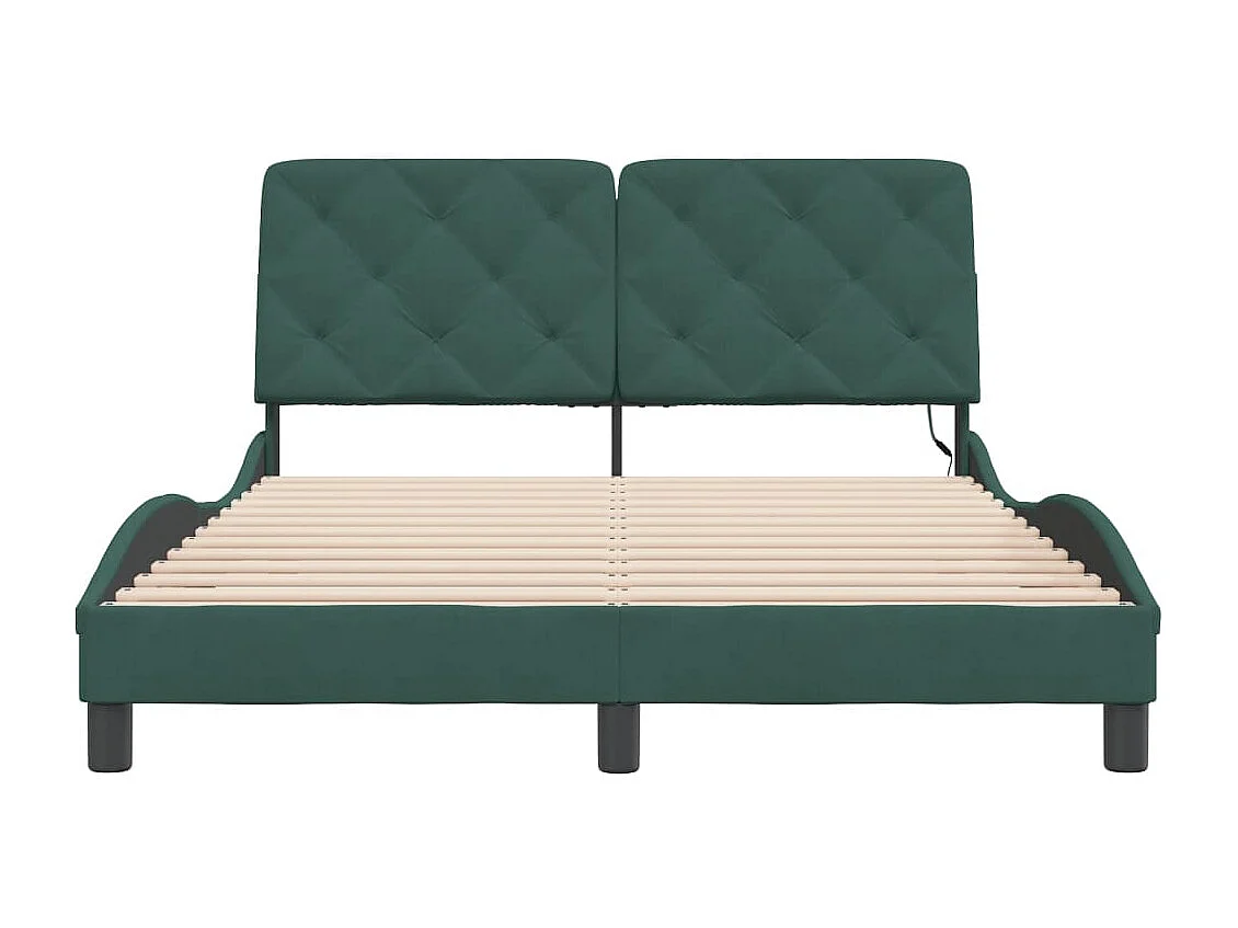 Estructura de cama con luces terciopelo verde oscuro 120x200 cm