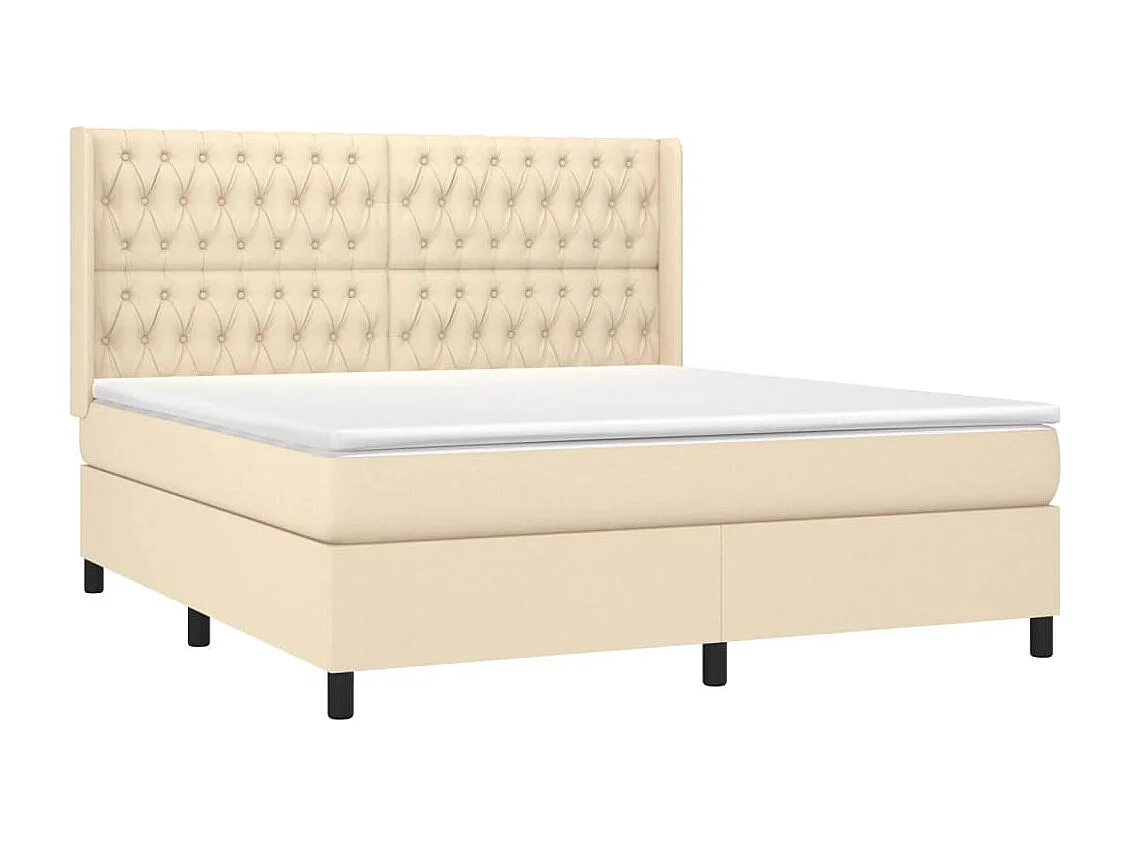 Sommier à lattes de lit matelas et LED Crème 180x200 cm Tissu