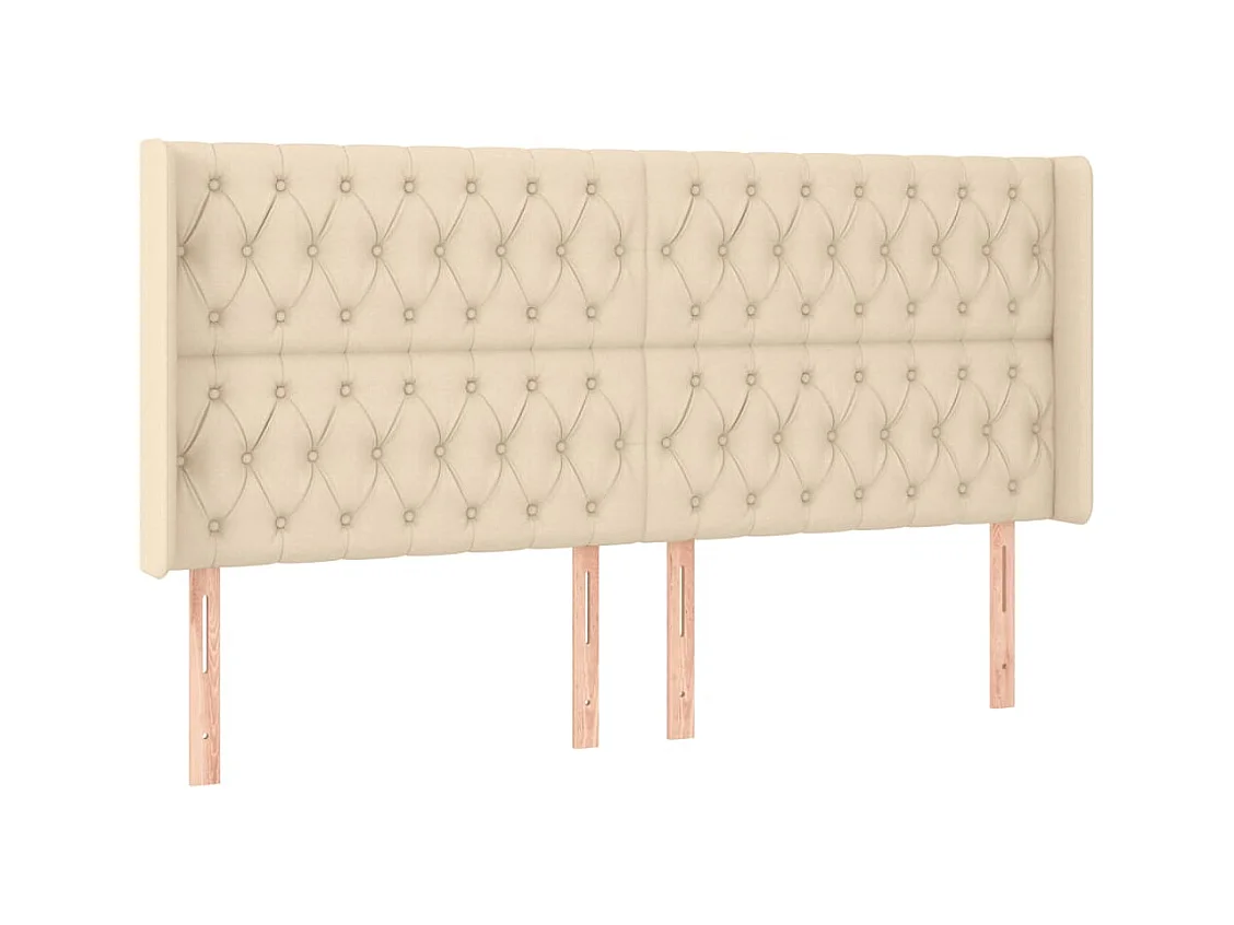 Cama box spring colchón y luces LED tela crema 180x200 cm