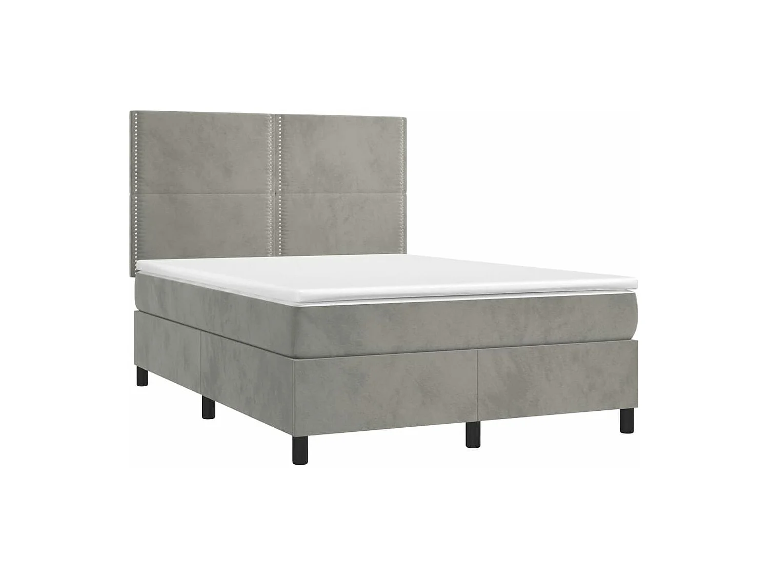 Boxspringbett mit Matratze & LED Hellgrau 140x190 cm Samt