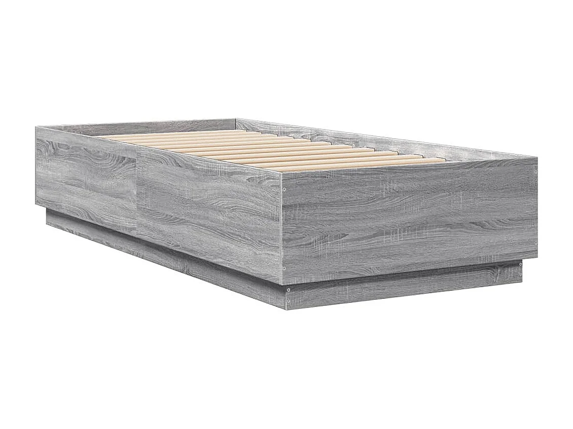 Cadre de lit avec LED sans matelas sonoma gris 90x200 cm