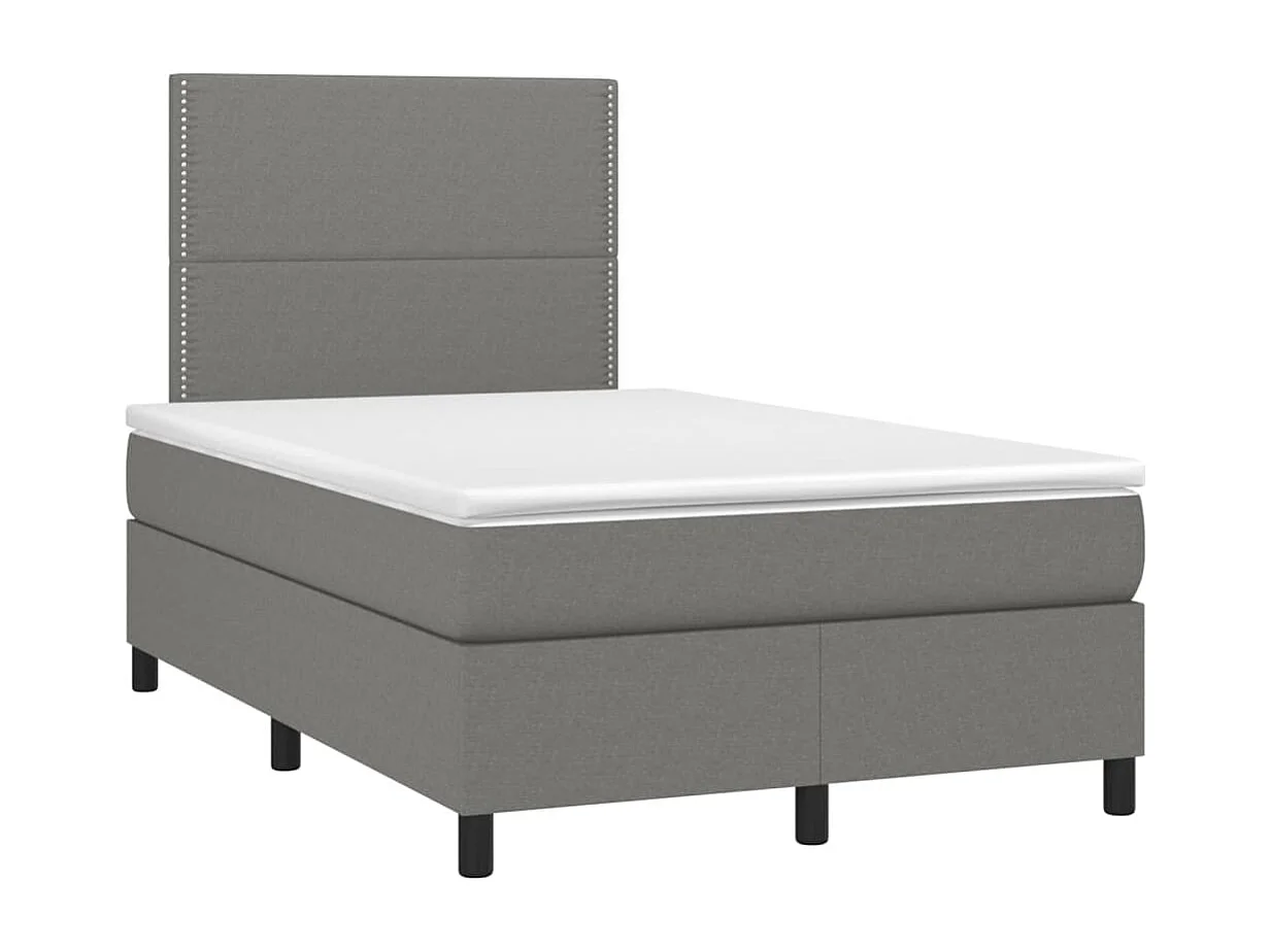 Boxspringbett mit Matratze & LED Dunkelgrau 120x190 cm Stoff