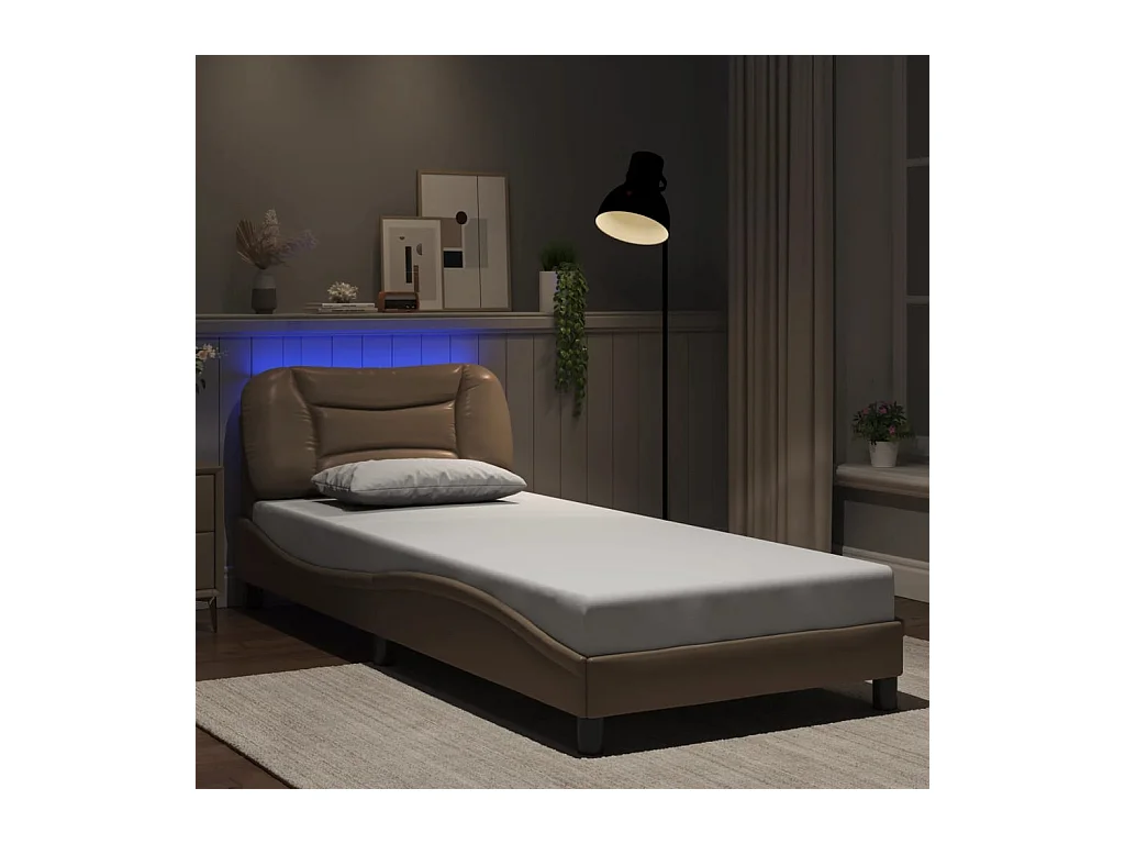 Cadre de lit avec LED sans matelas cappuccino 80x200 cm