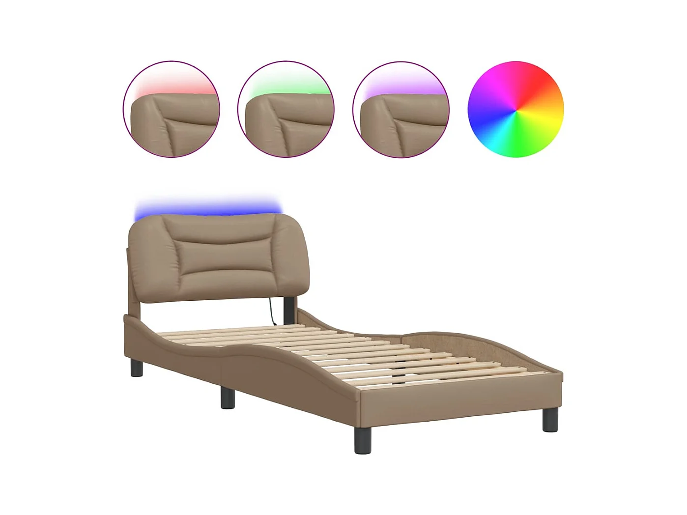 Bettgestell mit LED Cappuccino-Braun 80x200 cm Kunstleder