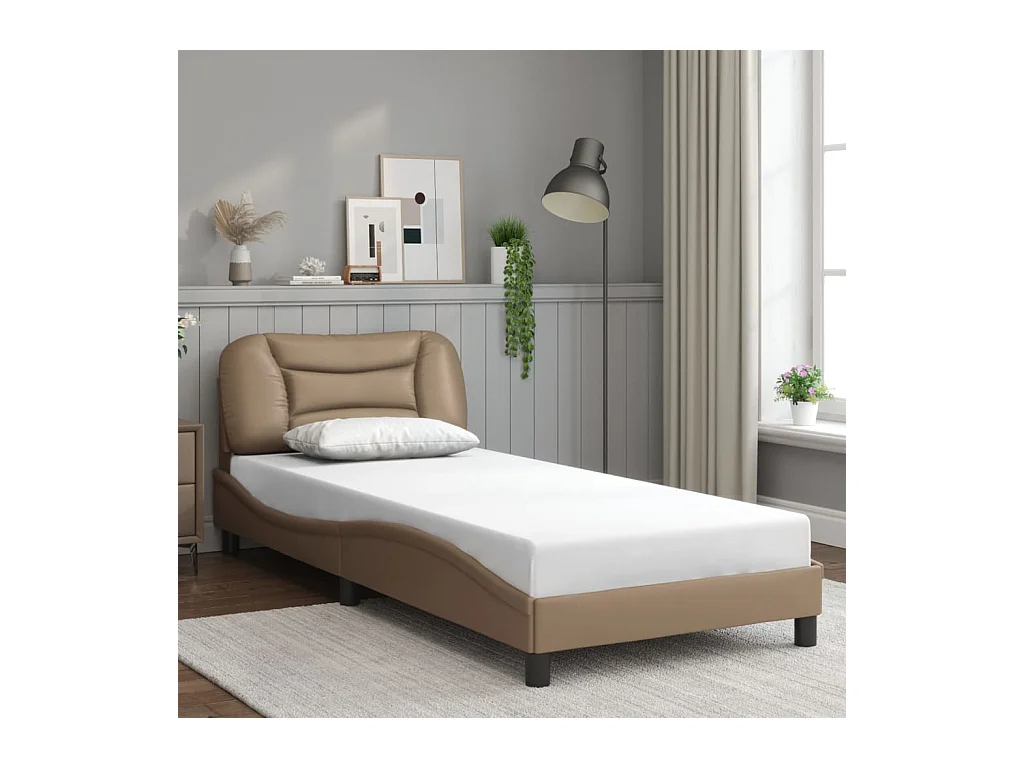 Bettgestell mit LED Cappuccino-Braun 80x200 cm Kunstleder