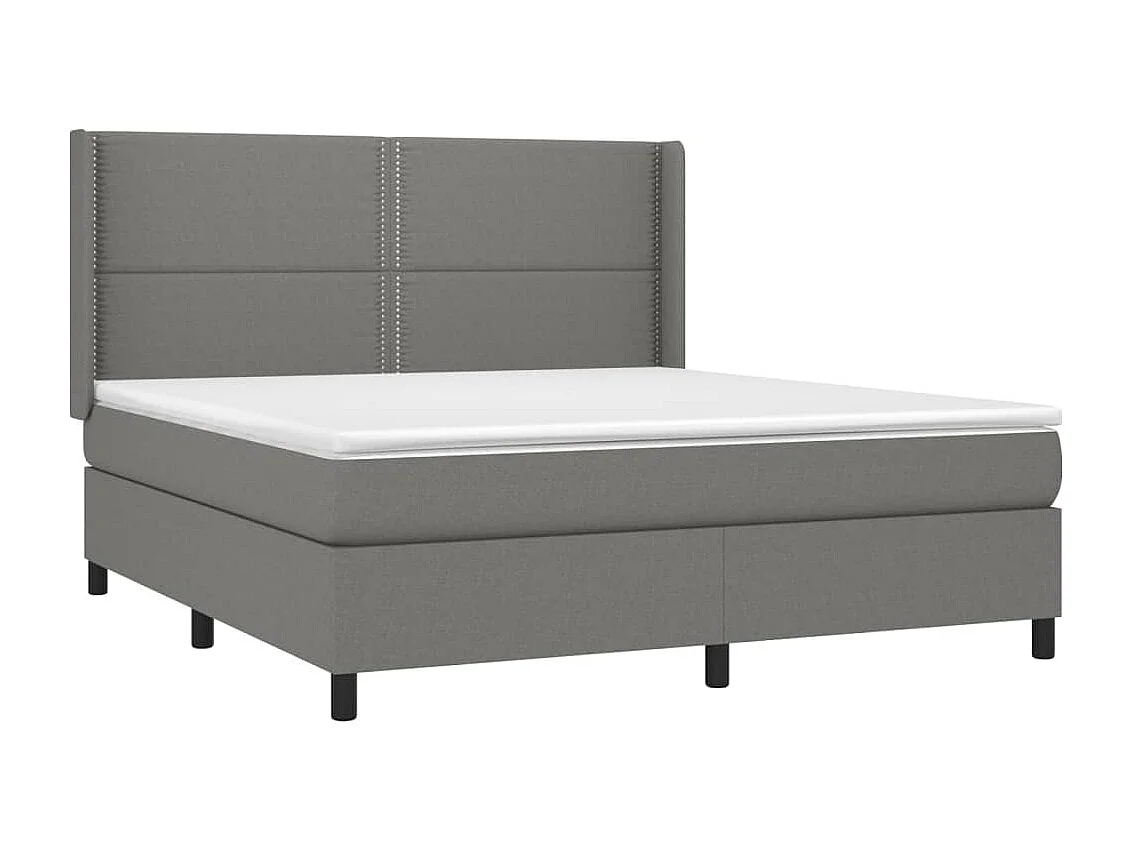 Letto a Molle Materasso e LED Grigio Scuro 160x200cm in Tessuto