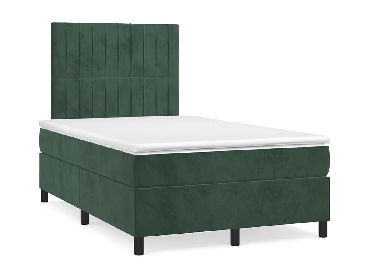 Sommier à lattes de lit avec matelas LED vert foncé 120x190 cm