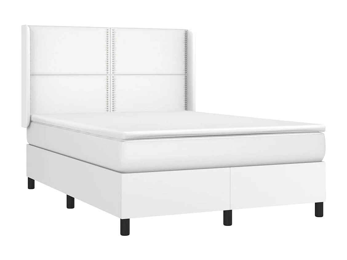 Sommier à lattes de lit matelas LED Blanc 140x190 cm Similicuir