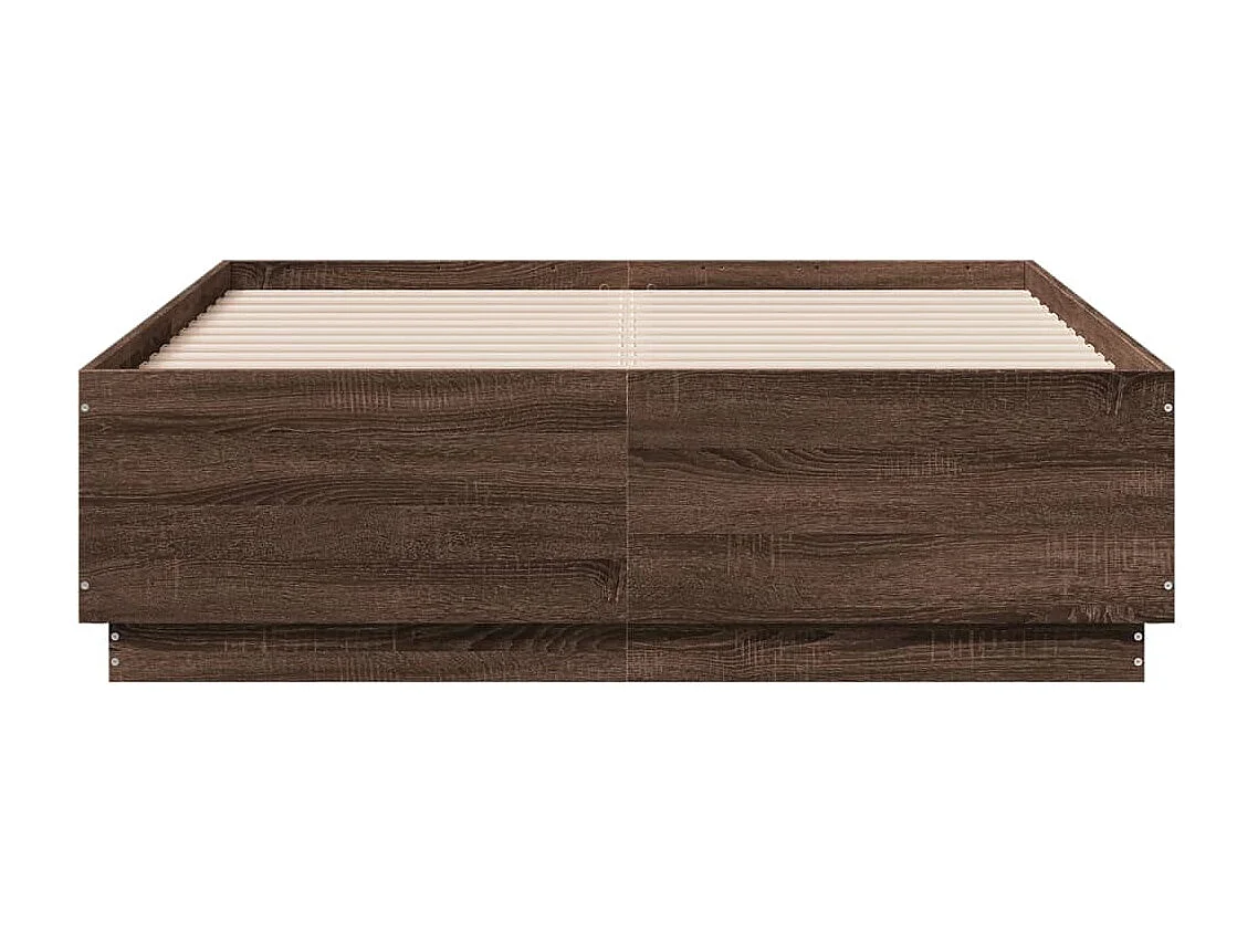 Cadre de lit avec LED sans matelas chêne marron 140x190 cm