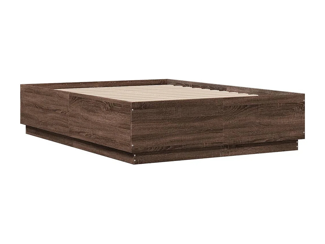 Cadre de lit avec LED sans matelas chêne marron 140x190 cm