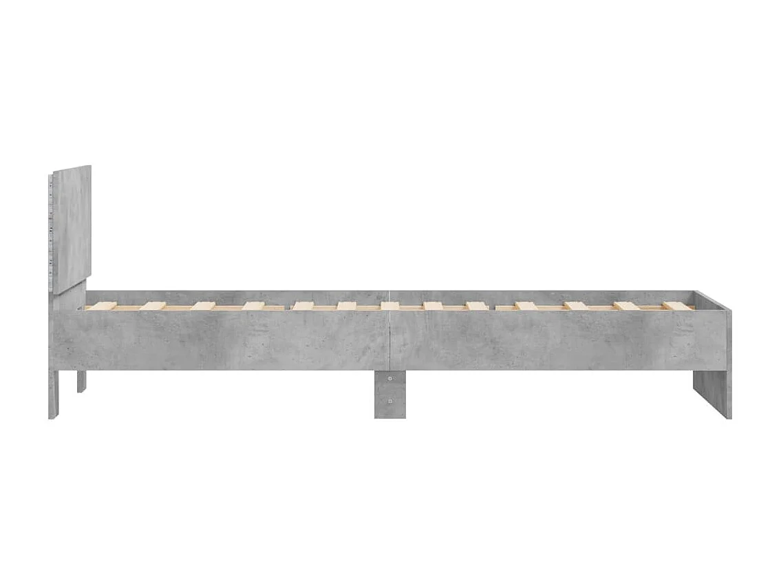 Giroletto con Testiera e LED Grigio Cemento 90x200 cm