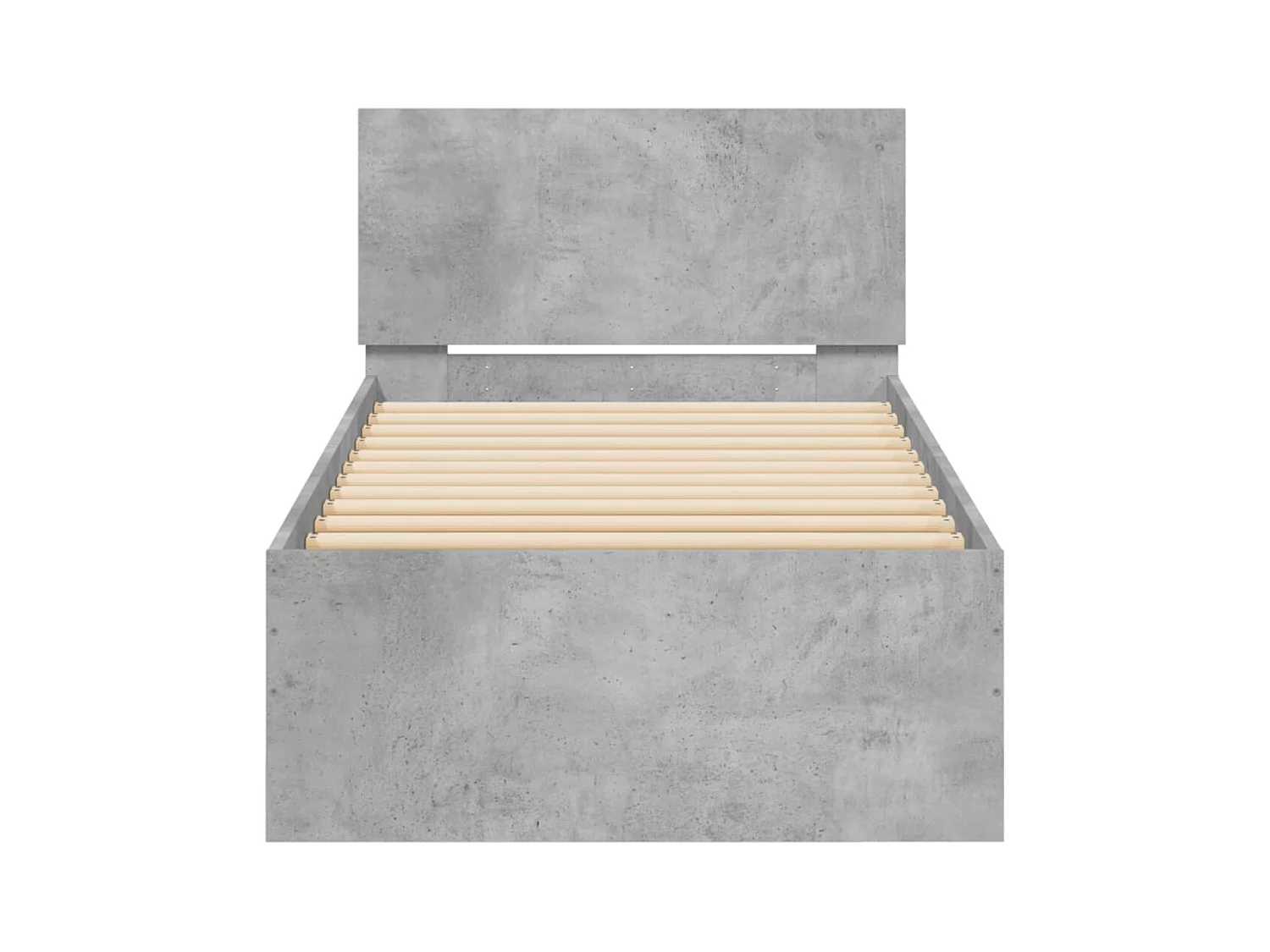 Bettgestell mit Kopfteil und LED-Leuchten Betongrau 90x200 cm