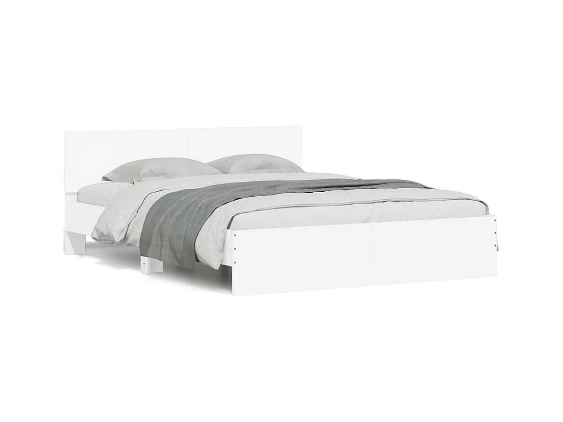 Cadre de lit avec LED sans matelas blanc 160x200 cm