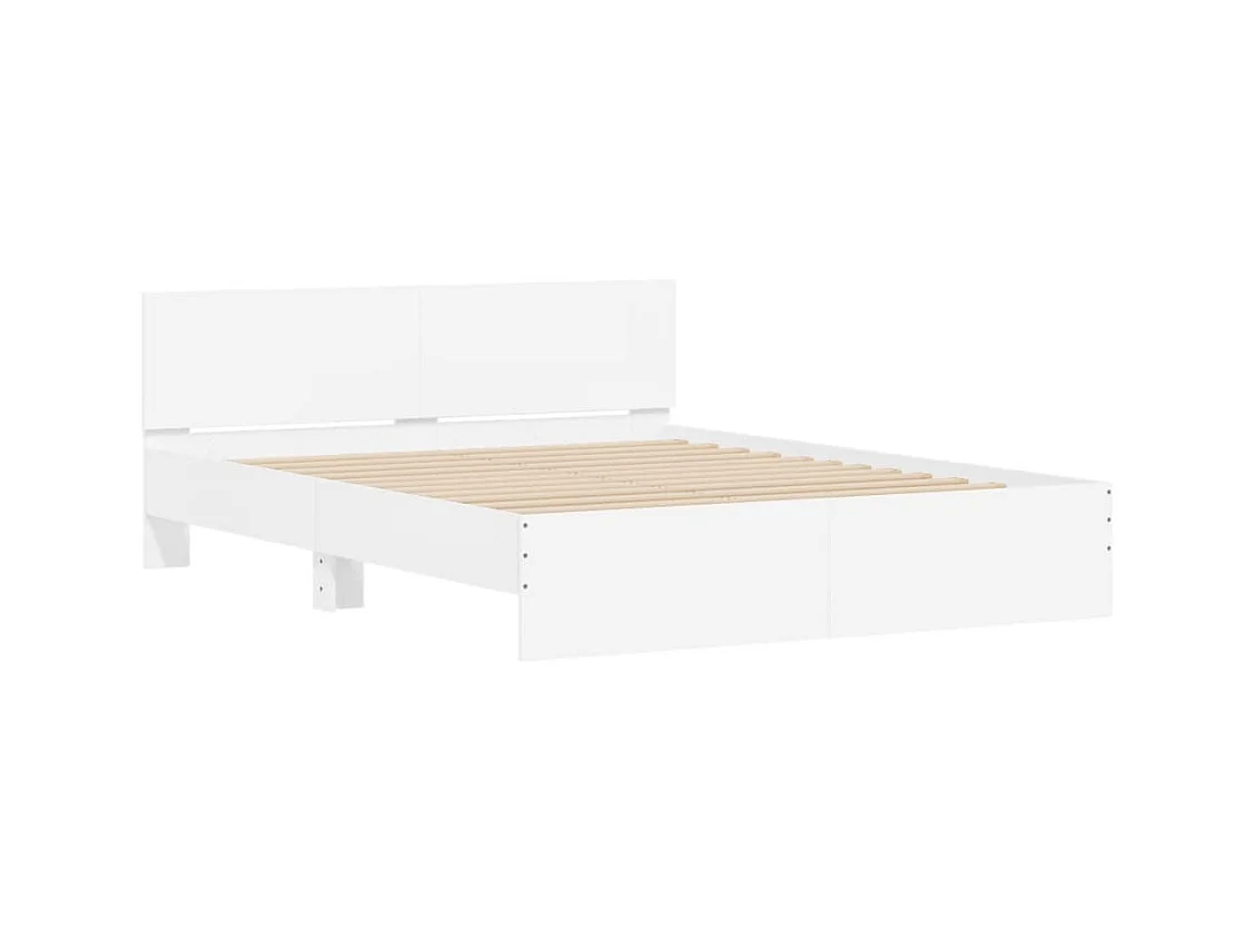Cadre de lit avec LED sans matelas blanc 160x200 cm