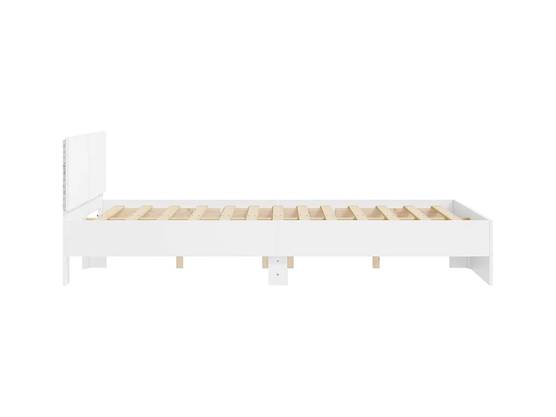 Cadre de lit avec LED sans matelas blanc 160x200 cm