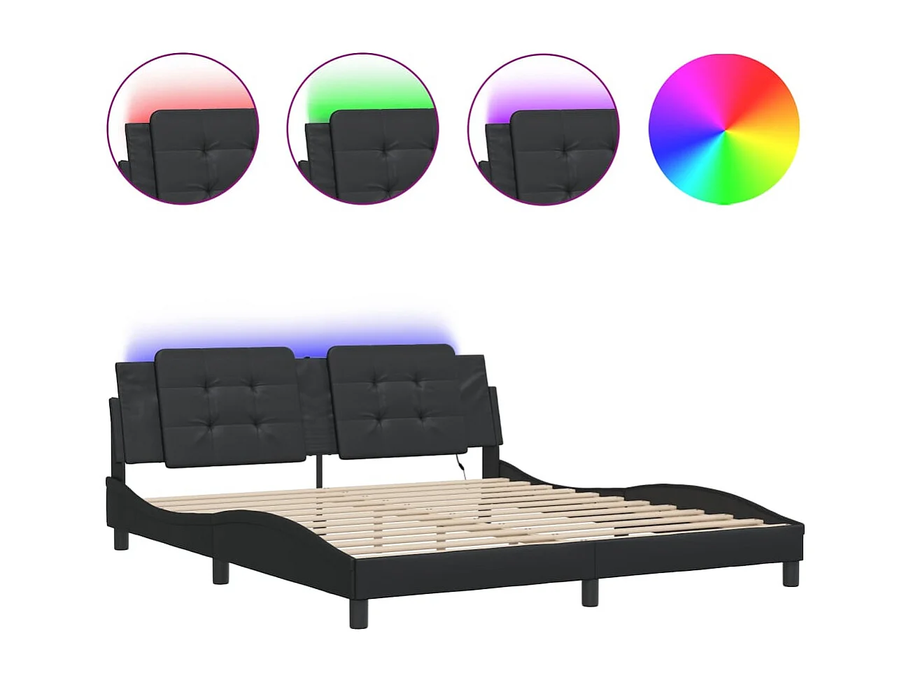 Bedframe met LED-verlichting kunstleer zwart 180x200 cm