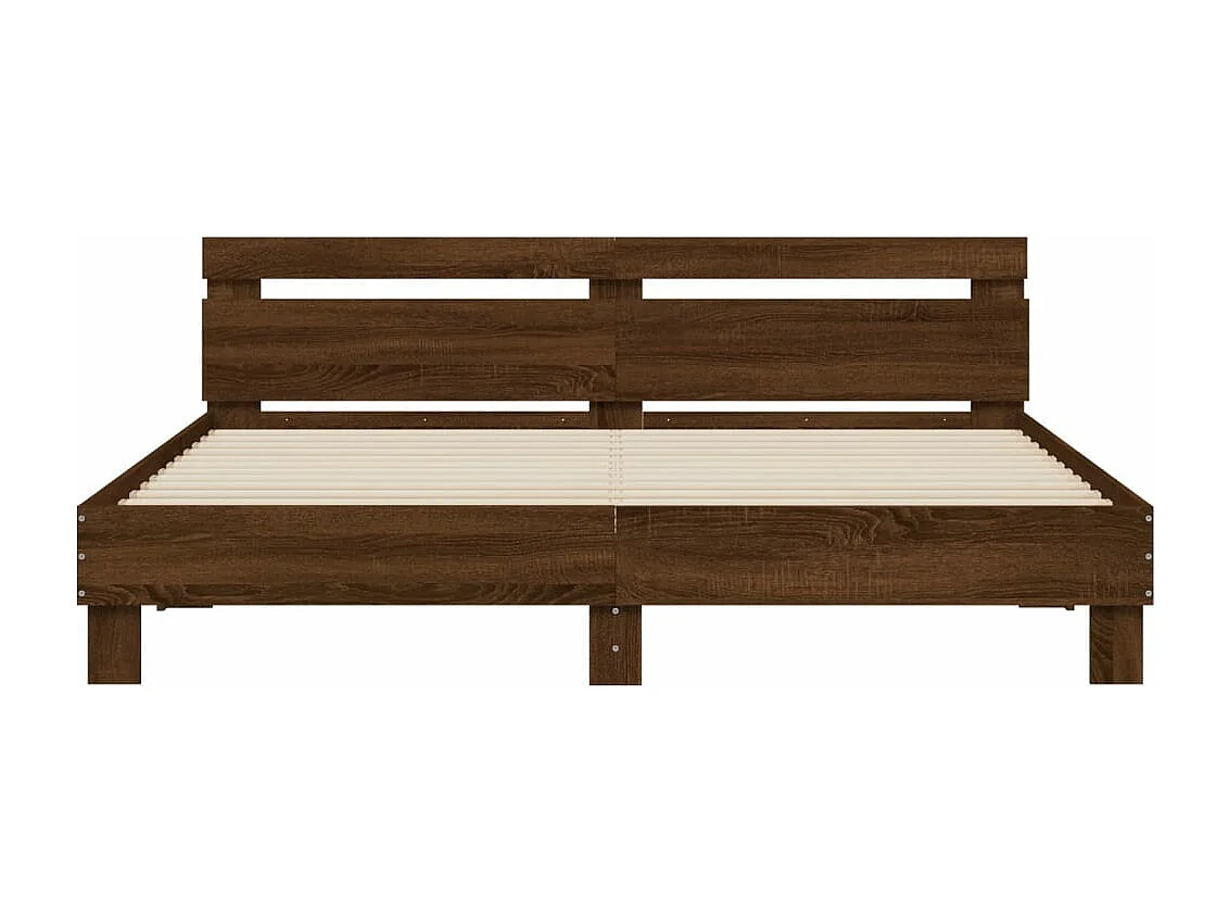Cadre de lit avec LED sans matelas chêne marron 160x200 cm