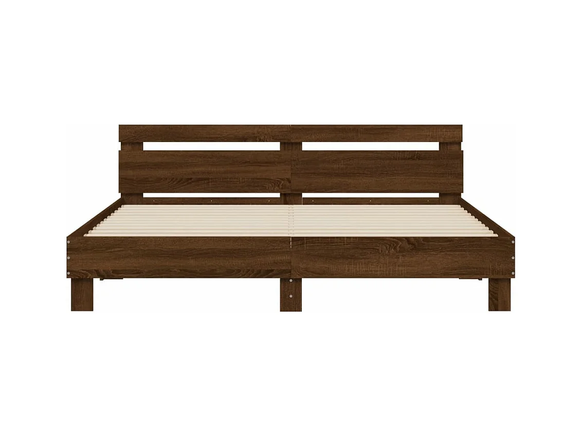 Bedframe met hoofdeinde en LED bruin eikenkleur 160x200 cm