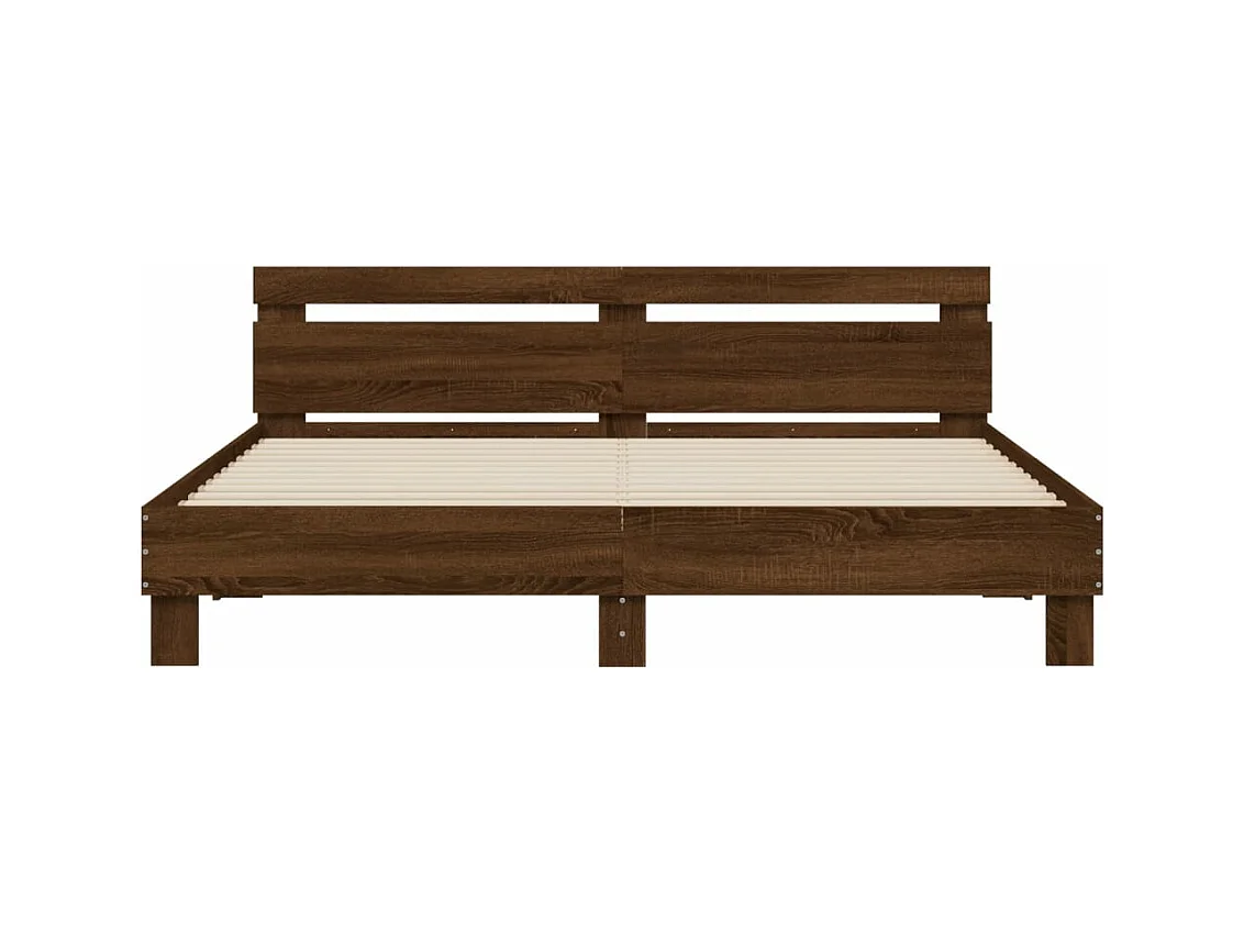 Bedframe met hoofdeinde en LED bruin eikenkleur 160x200 cm