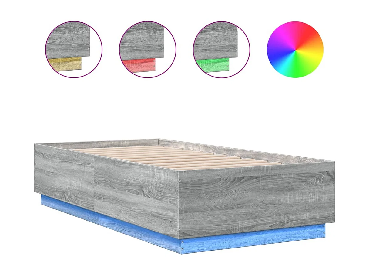 Giroletto Luci LED Grigio Sonoma 75x190 cm in Legno Multistrato